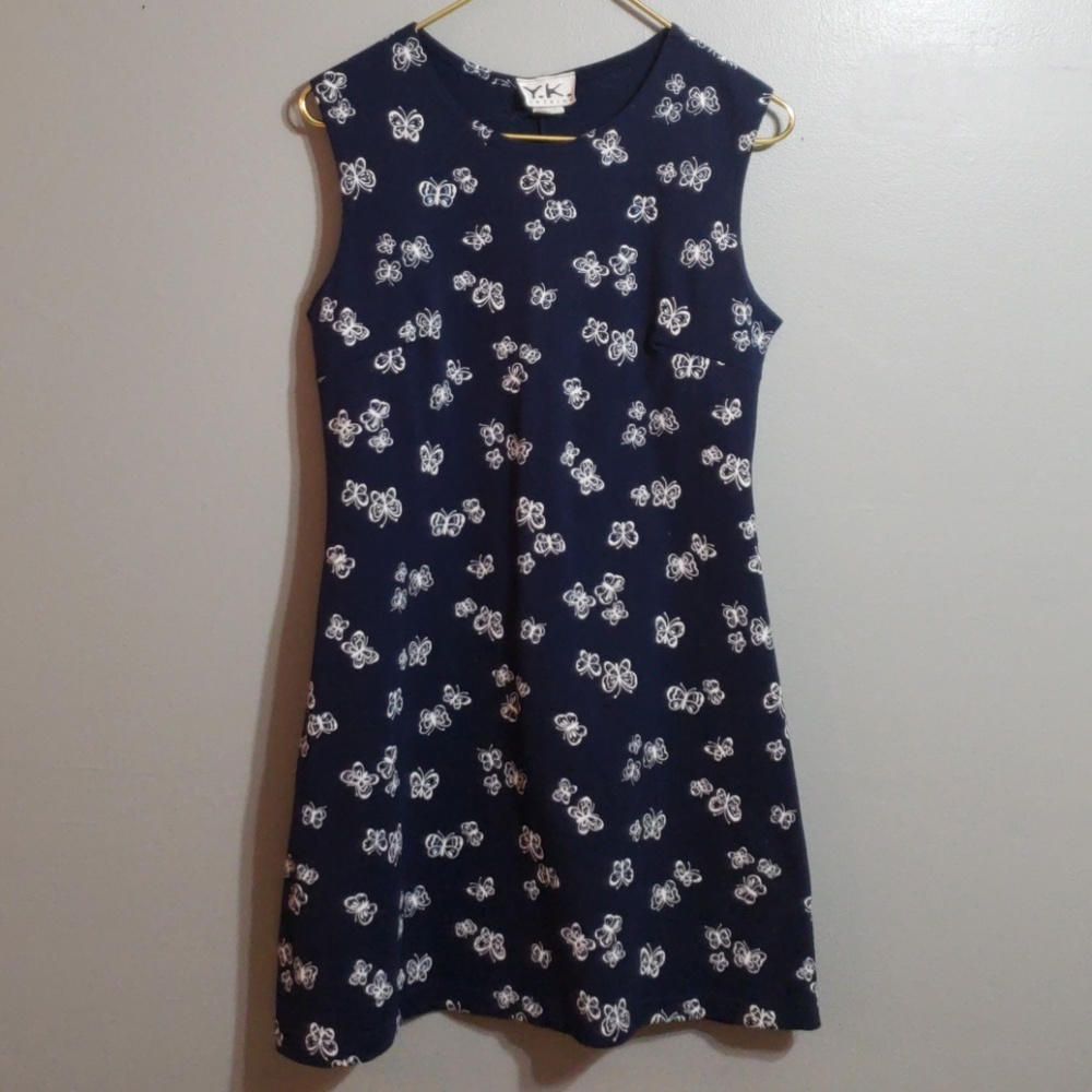 🔥 Y.K. Blue Dress, Size L, Butterfies
